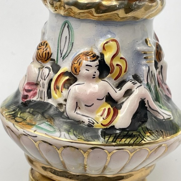 Capodimonte Salt Shaker and Pepper Mill High Relief Italy Vintage Nudes Cherubs - Picture 9 of 12